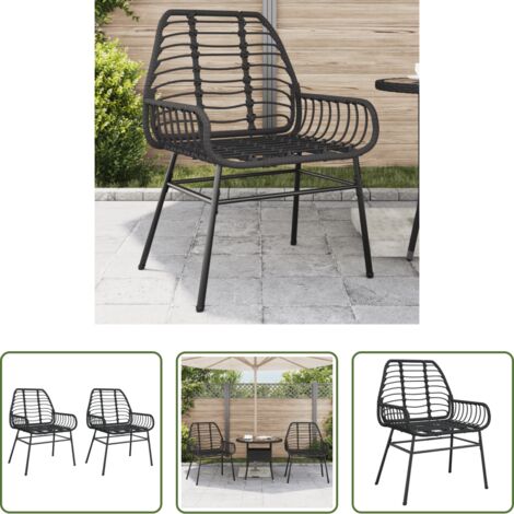 Gartenmöbel -  Gartenstühle 2 Stk. Schwarz Poly Rattan