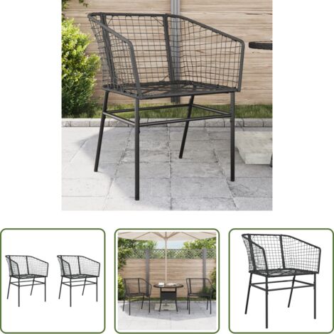Gartenmöbel -  Gartenstühle 2 Stk. Schwarz Poly Rattan