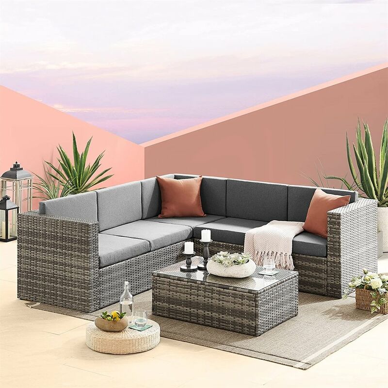 Gartenmöbel Grau Rattanmöbel Gartenset Polyrattan Lounge Sitzgruppe Sofa Möbel Sitzgarnitur Garnitur Garten Set Couch Essgruppe Gartengarnitur