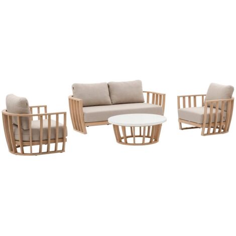 Gartenmöbel Lemindo 5-Sitzer aus Polyester und Eukalyptusholz - Hespéride