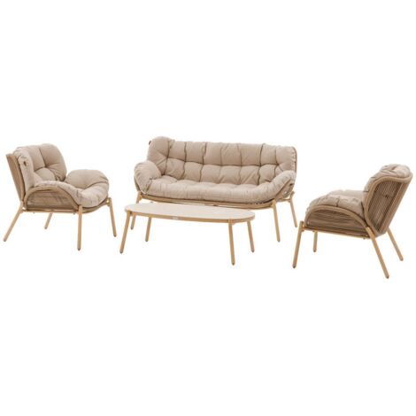 Gartenmöbel Meloane taupe 5-Sitzer aus Polyester und Stahl  - Hespéride