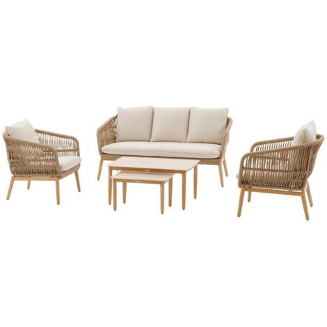 Gartenmöbel Orissa Taupe 5-Sitzer aus Polyester und Stahl  - Hespéride