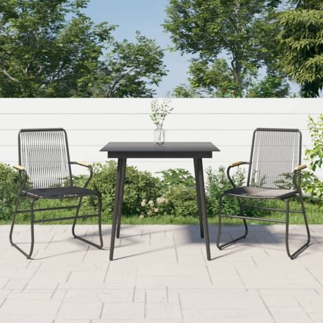 Gartenmöbel-Set 3-teilig Schwarz Rattan PVC
