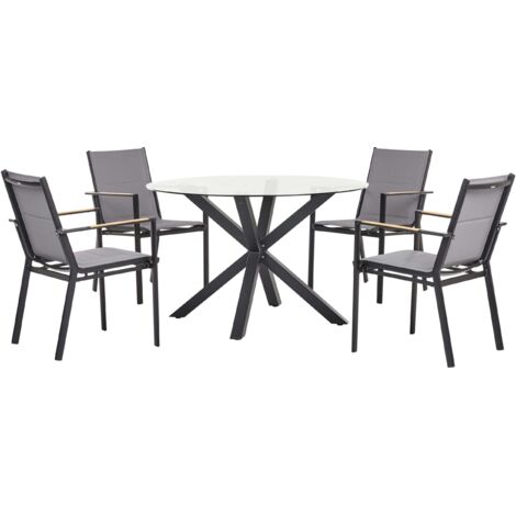 Gartenmöbel Set 4-Sitzer MALETTO/BUSSETO Glas Schwarz