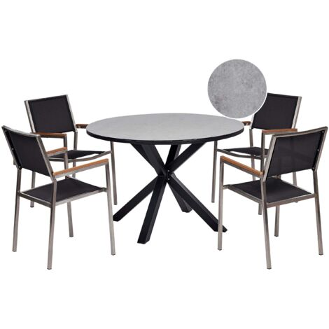 Gartenmöbel Set 4-Sitzer MALETTO/GROSSETO Metall Marmor Optik Grau / Schwarz