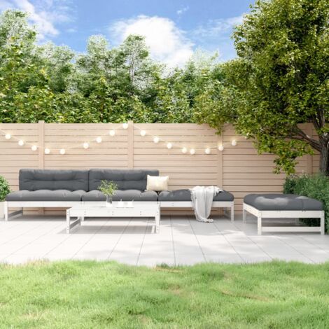 Gartenmöbel Set 5 Teile weiß massives Kiefernholz