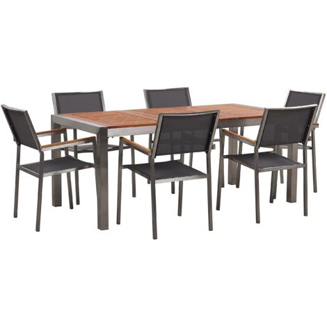 Gartenmöbel Set 6-Sitzer GROSSETO Eukalyptusholz Braun / Grau