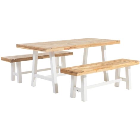 Gartenmöbel Set 6-Sitzer SCANIA Akazienholz Weiß