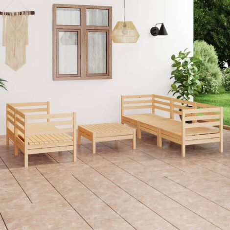 Gartenmöbel-Set 6 Teile Massives Kiefernholz