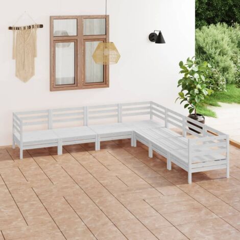 Gartenmöbel Set 7-teilig Aus Massivem Kiefernholz Weiß