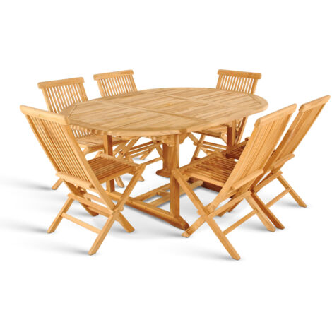 Gartenmöbel Set 7tlg Teak Gartentisch ausziehbar 120-170 cm BORNEO/MENORCA