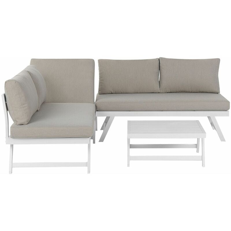 Gartenset Taupe Aluminium Polyester 5-Sitzer 2 Sofas und Tisch Einstellbare Rückenlehne Terrasse Garten Outdoor Modern - Grau