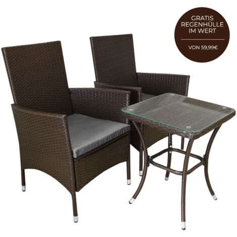 Gartenmöbel Set Bistroset Sitzgruppe Rattan Gartenset Gartenstühle mit Tisch