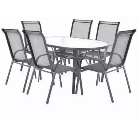 Gartenmöbel-Set für 6 Personen mit Glastisch – Modernes Design