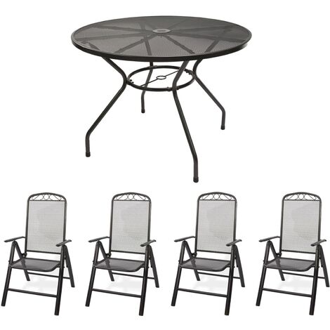 Gartenmöbel Set Metall 1x Tisch rund 100x72cm + 4x Stuhl Sitzgruppe Garnitur