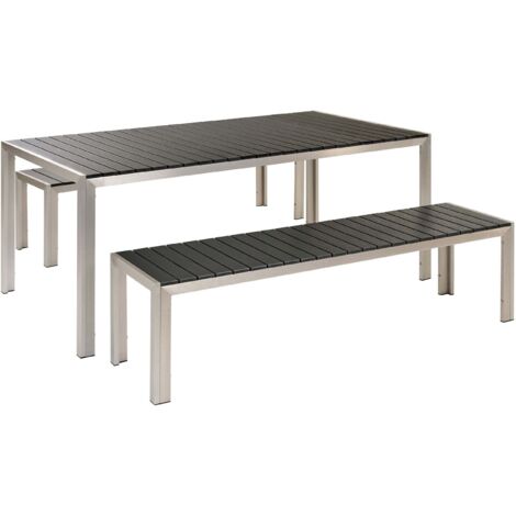 Gartenmöbel Set mit Bänken 6-Sitzer NARDO Schwarz / Silber