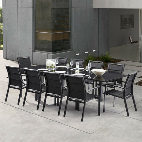 Gartenmöbel Set Modulo T 6/10 + F 10 Full Glas Schwarz Wilsa Garden