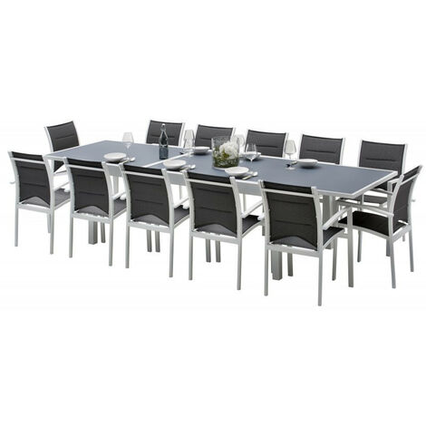 Gartenmöbel Set Modulo T 8/12 + F 12 Full Glas Weiß Wilsa Garden