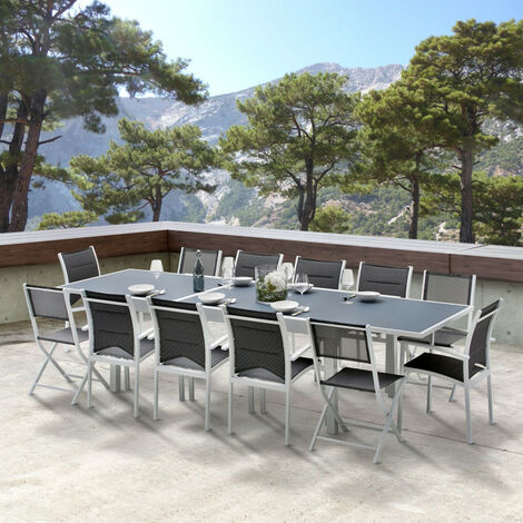 Gartenmöbel Set Modulo T 8/12 + F 8 + C 4 Full Glas Weiß Wilsa Garden