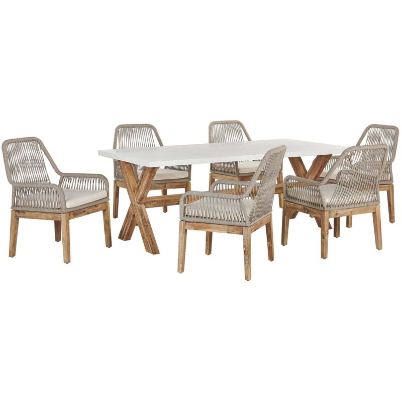 Beliani Gartenmöbel Set 6-sitzer Olbia Inkl. Kissen Beton Beige