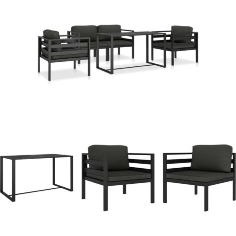Gartenmöbel Set - vidaXL 5-tlg. Garten-Sofagarnitur mit Kissen Aluminium Anthrazit - Gartensofa Anthrazit