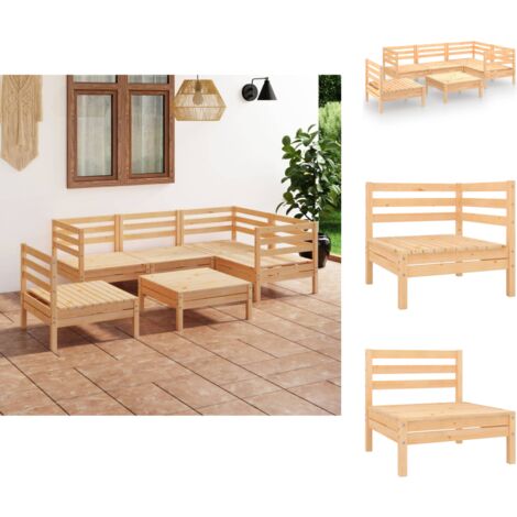 Gartenmöbel-Sets - Living 6-tlg. Garten-Lounge-Set Kiefer Massivholz