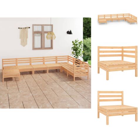 Gartenmöbel-Sets - Living 8-tlg. Garten-Lounge-Set Massivholz Kiefer