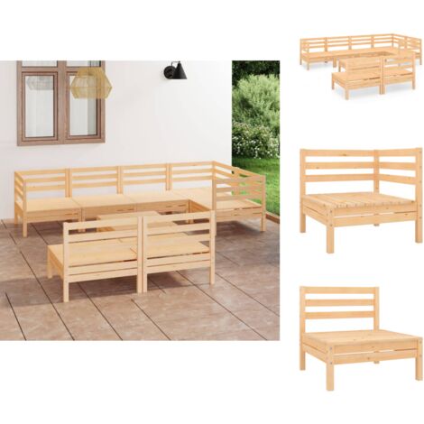 Gartenmöbel-Sets - Living 8-tlg. Garten-Lounge-Set Massivholz Kiefer