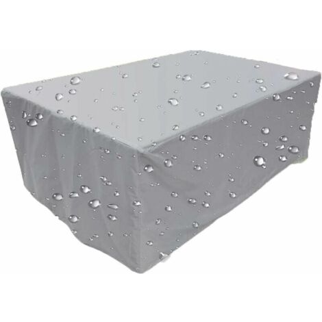 Gartenmöbel-Tischabdeckung 16510779CM 420D Oxford-Gewebe, wasserdichte Plane, winddicht, UV-beständig, reißfest, silberfarben