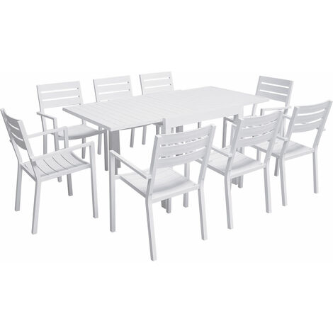 Gartenmöbel VENEZIA ausziehbar 90/180 aus weißem Aluminium - 8 Sitzplätze