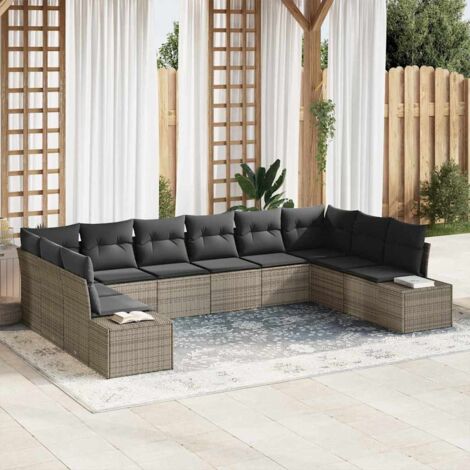 Gartenmöbel vidaxl 10 Teile Poly Rattan Grau