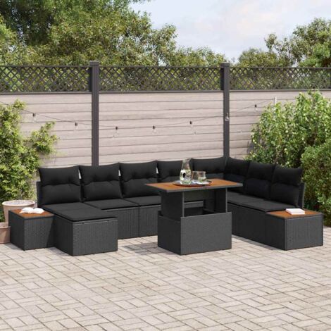 Gartenmöbel vidaxl 3350095 Poly Rattan Akazienholz