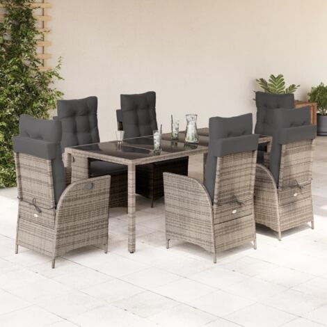 Gartenmöbel vidaxl 7-tlg. Garten-Essgruppe mit Kissen PE Rattan