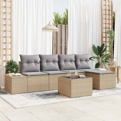 Gartenmöbel vidaxl garden sofa set Poly Rattan beige