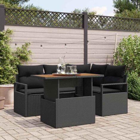 Gartenmöbel vidaxl Poly Rattan Akazienholz modular UV beständig