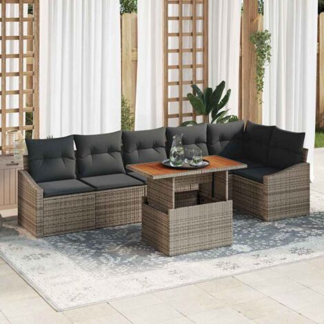 Gartenmöbel vidaxl Poly Rattan modular 7-teilig