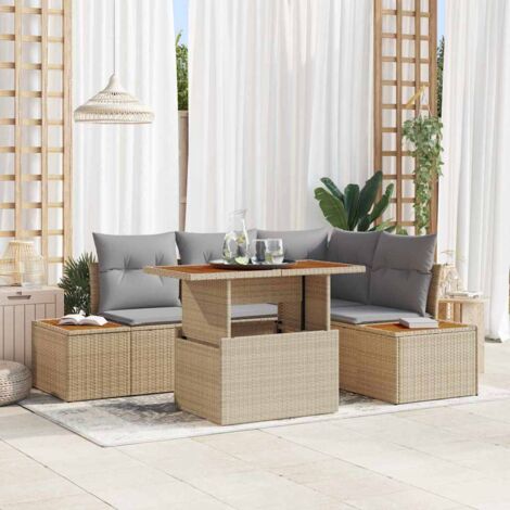 Gartenmöbel vidaxl Poly-Rattan modular verstellbare Füße