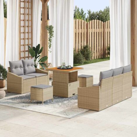 Gartenmöbel vidaxl Poly Rattan modular verstellbarer Tisch