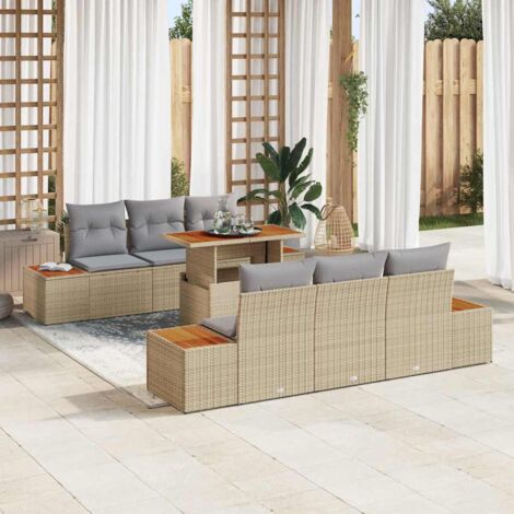 Gartenmöbel vidaxl Polyrattan modular verstellbare Füße