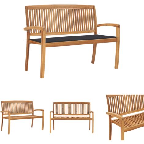 Gartenmöbel - vidaXL Stapelbare Gartenbank mit Auflage 128,5 cm Massivholz Teak - Stapelbare Bank