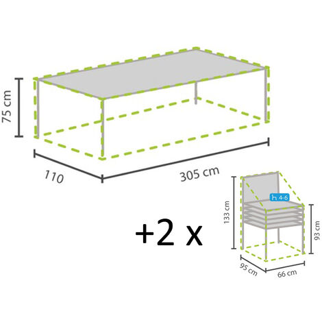 Gartenmöbel XXL Set: 1x Hülle für Tisch bis 300cm + 2x Hülle für 4-6 Sessel