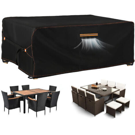 Gartenmöbelabdeckung 420D Oxford-Gewebe wasserdicht, Gartenmöbelplane, wetterfeste Schutzhülle für Gartentisch mit Belüftung, 180x120x74cm