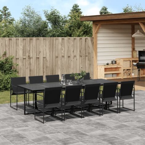 Gartenmöbelset 11 Teile schwarz Textilene