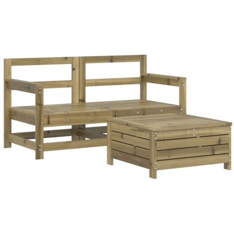 Gartenmöbelset 3 Teile Kiefernholz imprägniert