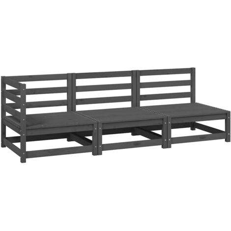 Gartenmöbelset 3-teilig grau aus massivem Kiefernholz