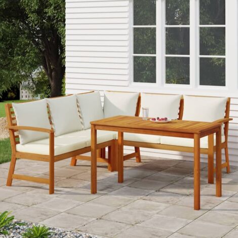 Gartenmöbelset 4 Stück mit Kissen Akazienholz