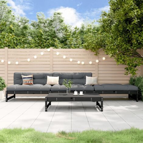 Gartenmöbelset 4 Teile schwarz aus massivem Kiefernholz