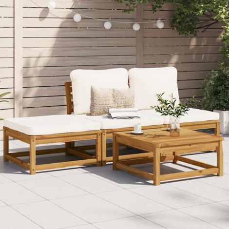 Gartenmöbelset 4-teilig mit Kissen aus massivem Akazienholz