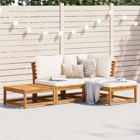 Gartenmöbelset 4-teilig mit Kissen aus massivem Akazienholz