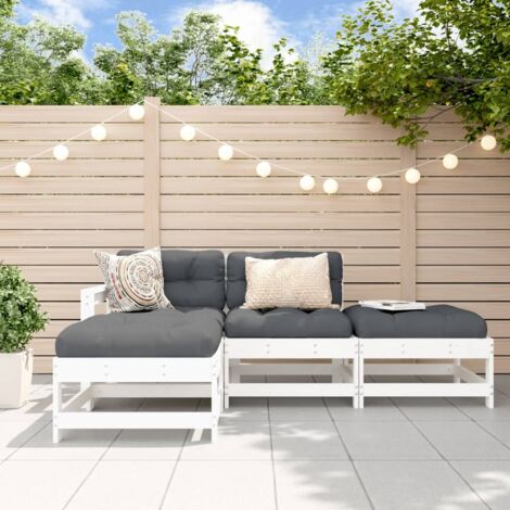 Gartenmöbelset 4-teilig Weiß Massivholz Kiefer